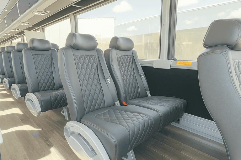 interior of Baton Rouge Minibus Company charter bus